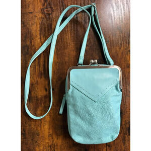 Leather Crossbody Turquoise, Mini Organizer, 8x6 Coldwater Creek Zipper